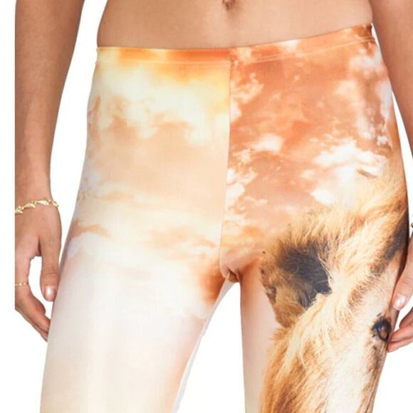NEW WOLF We Are Handsome Australia Leggings Gold Boho Shiny Animal RARE S - Picture 12 of 15